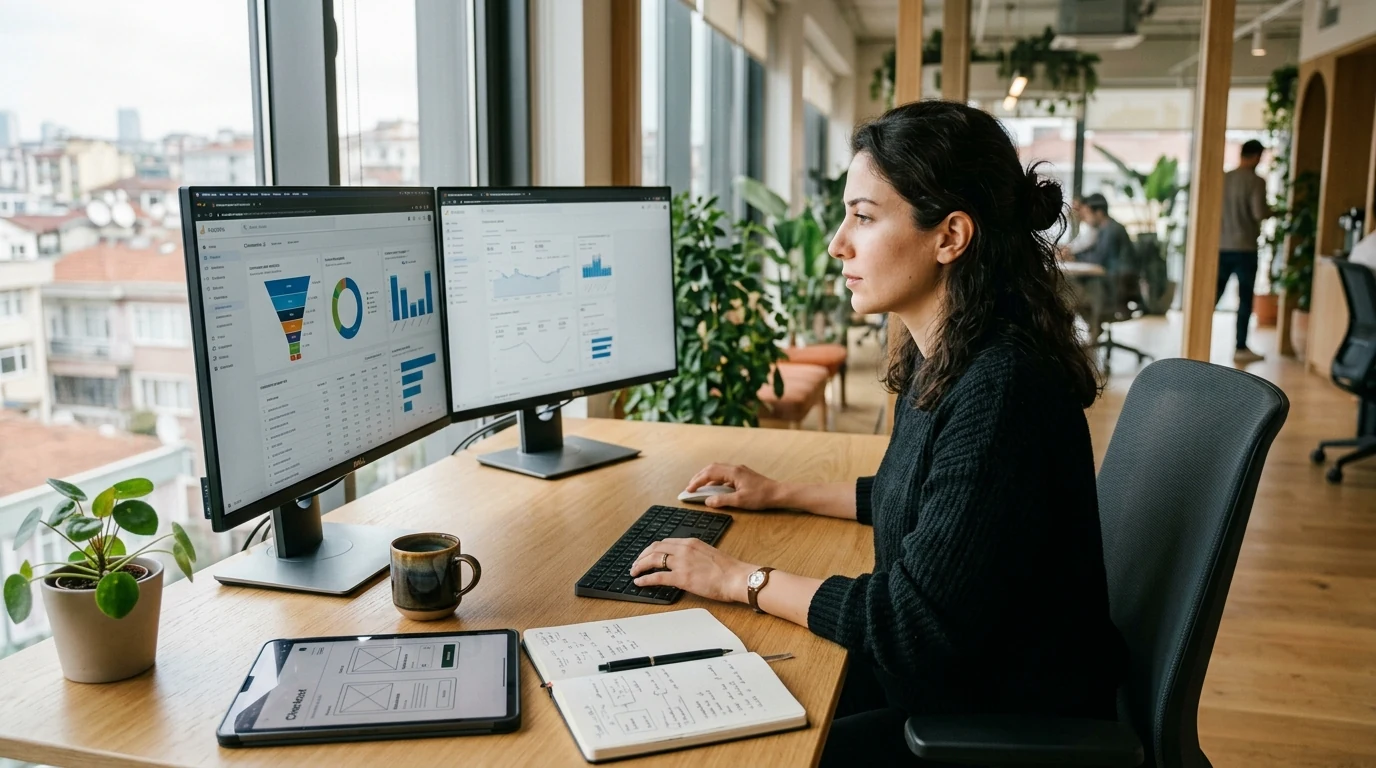 E-ticaret dönüşüm oranı optimizasyonu ve satış hunisi analizi